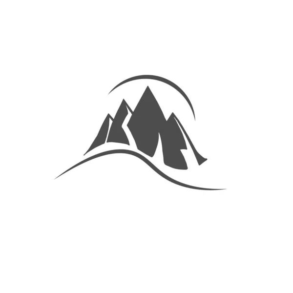 Design Logotipo Vetor Plano Montanhas Esporte Esqui Descanso Extremo Activo — Vetor de Stock