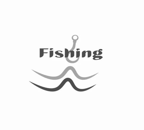 フラットデザインベクトルアイコンフィッシングクローズアップ 会社のためのロゴモックアップ 釣りビジネスのアイデア 釣り道具クローズアップの波 — ストックベクタ