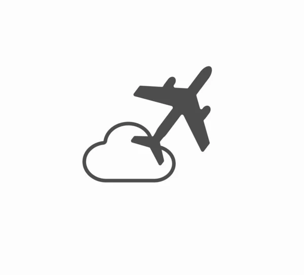 Pictogram Airplane Cloud Isolated Flat Design Vector Icon Airplane Cloud — Stock Vector