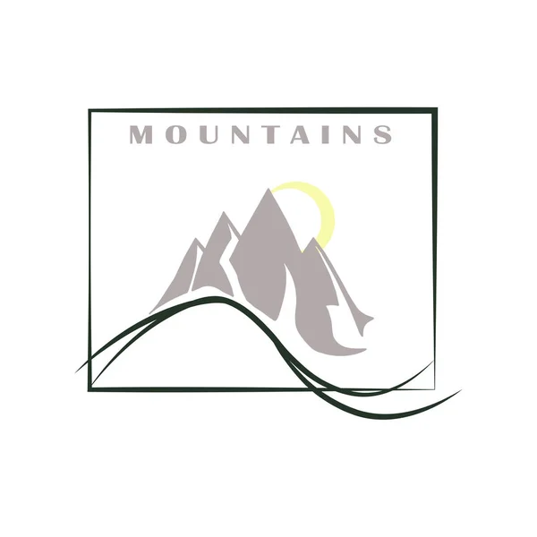 Beautiful Vector Logo Company Mountains Landscape Mountain Equipment Skiing Tourism — Stock Vector