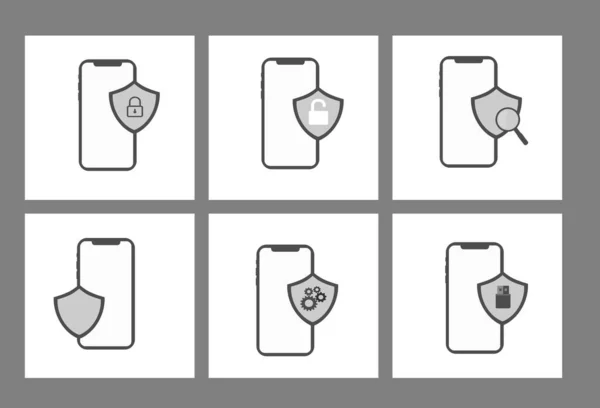 Векторний набір значків смартфона - піктограма безпеки — стоковий вектор