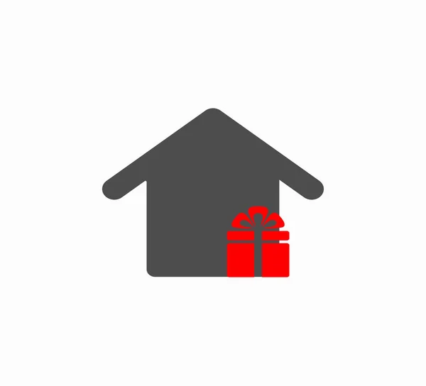Icône Vectorielle Maison Boîte Cadeau Close Logo Mise Page Pour — Image vectorielle