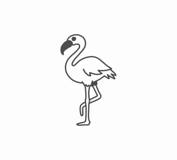 Flat Vector Flamingo Bird Icon Silhouette Flamingo Close Seup Экзотическая — стоковый вектор