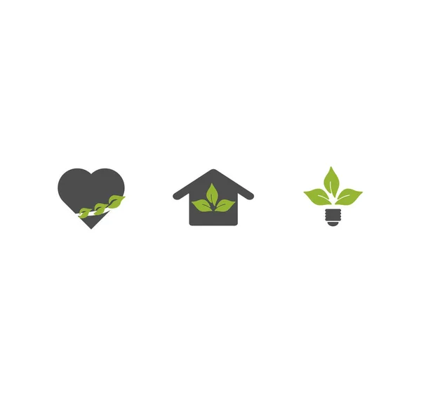 Iconos Ecología Vectorial Plana Conjunto Iconos Entorno Verde — Vector de stock