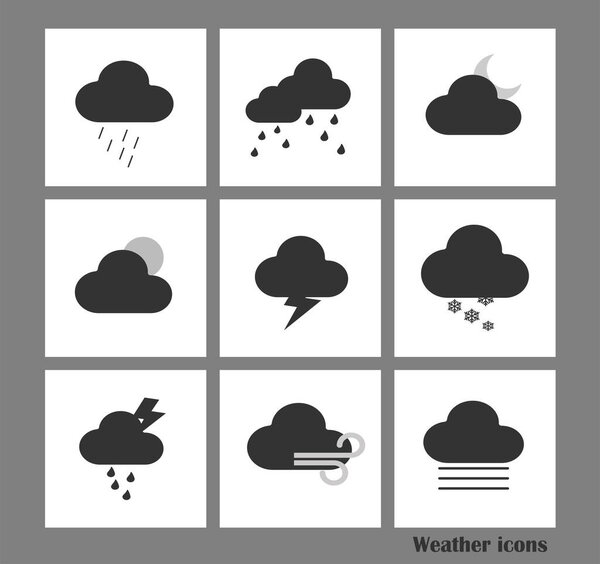 Collection of weather forecast vector illustrations - flat weather vector icons for web site or application.