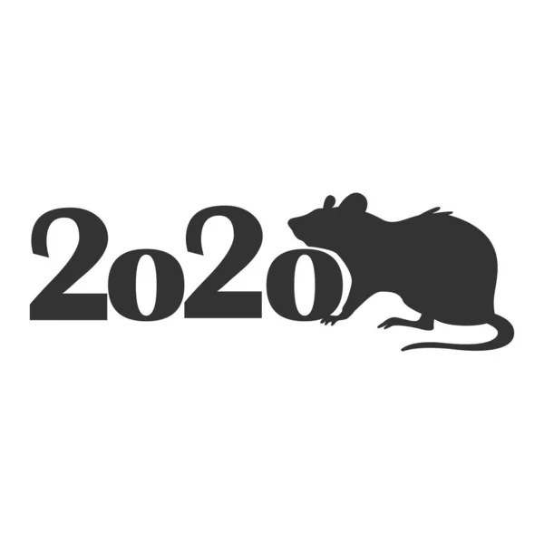 Silhouette Rat 2020 Symbol Year According Eastern Calendar Happy New — Stock Vector