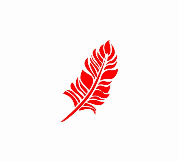 Red Vector Icon Feather Close Beautiful Lightweight Feather Stylish Print — Stock Vector