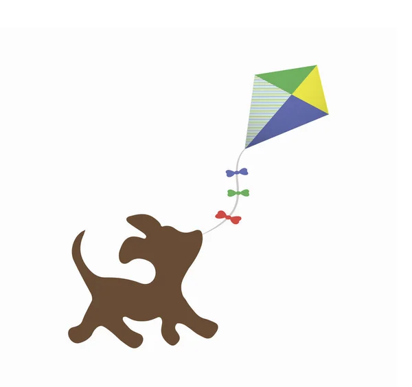 Cartão Infantil Cão Pipa Com Arcos Isolados Maquete Cartão Infantil — Vetor de Stock