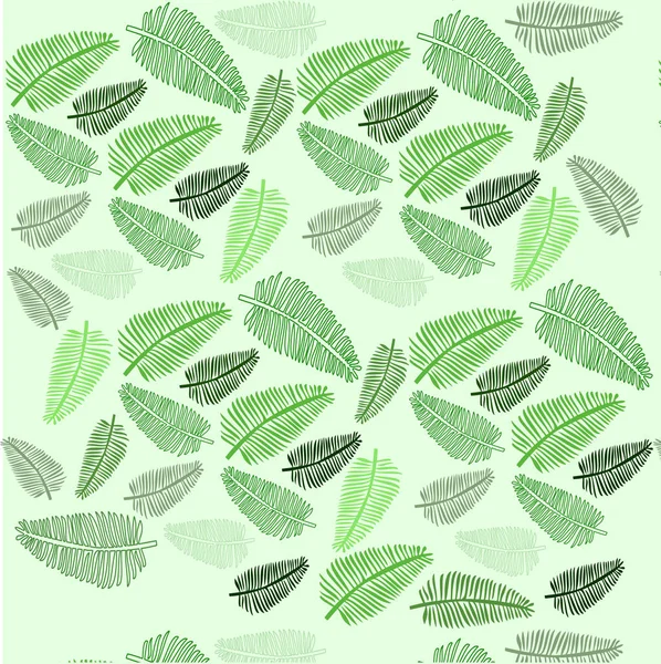 Motif Vectoriel Estival Feuilles Fougères Tropicales Palmiers Sur Fond Vert — Image vectorielle