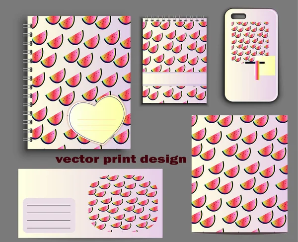 Collection de blocs-notes vectoriels en mak imprimé au néon et dégradé, boîtier de maquette élégant pour smartphone et design de papeterie à la mode — Image vectorielle