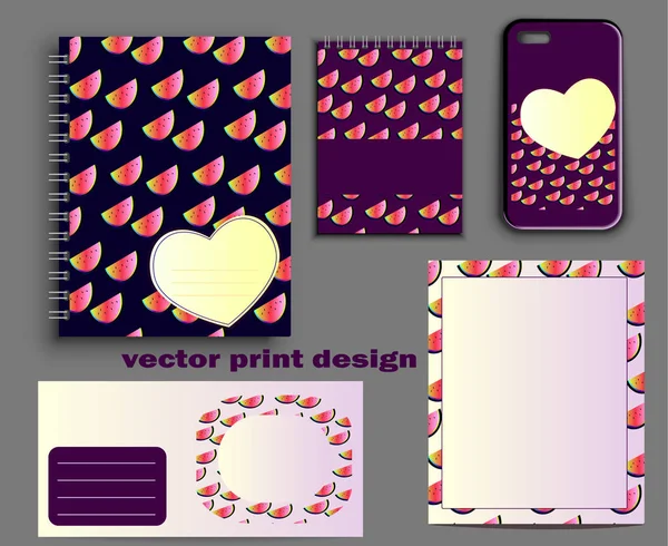 Collection de cahiers vectoriels avec impression néon, housse de maquette élégante pour smartphone et design de bureau tendance — Image vectorielle
