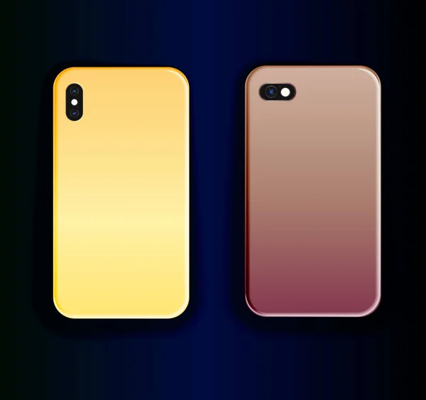 Dos trending vector smartphone diseño de la cubierta con gradiente de impresión . — Vector de stock