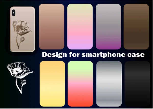 Diseño de impresión de conjunto vectorial para smartphone con amapola . — Vector de stock