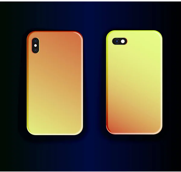 Orange und gelb Farbverlauf Trend Smartphone-Hüllen - Mock-up-Vektor — Stockvektor