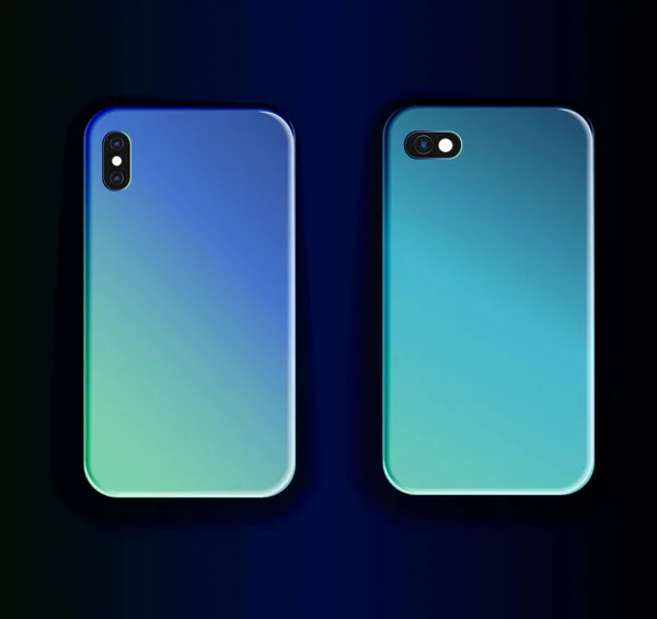 Smartphone-Hüllen - stylisches Vektor-Design in blau-metallic — Stockvektor