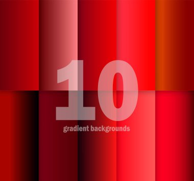 Vektör seti 10 güzel eğilimli kırmızı degrade arka planlar. Telefon için ekran koruyucunun düzeni. Trend Tasarım Baskı