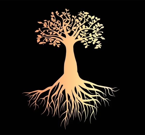 Vector Mock Print Design Peach Gradient Tree Life Bushy Roots — Stock Vector
