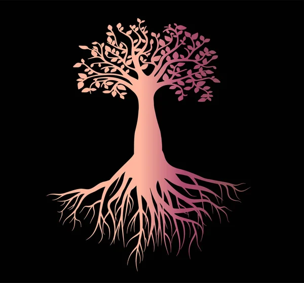 Diseño Impresión Maqueta Vectorial Árbol Vida Degradado Rosa Melocotón Con — Vector de stock