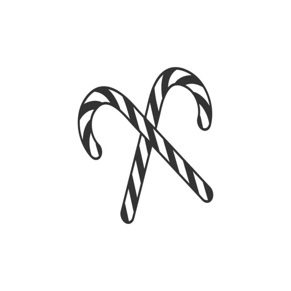 Різдвяна Цукеркова Тростина Значок Стокова Ілюстрація Плоский Дизайн Вектор Різдвяна — стоковий вектор