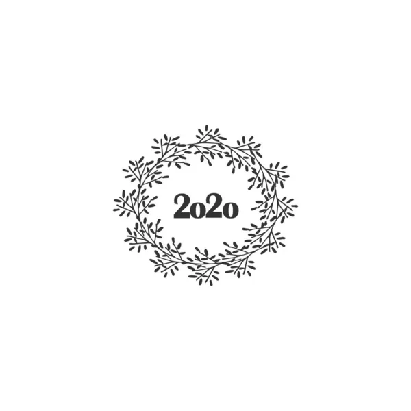 2020 Год Рождественском Венке Плоская Векторная Икона Дизайн Брошюры Шаблон — стоковый вектор