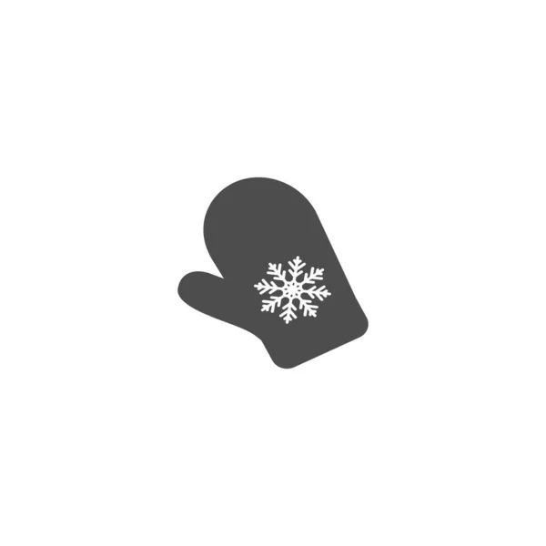 Flat Vector Icon Winter Mittens Snowflake Closeup Isolated Christmas Mittens — Stock Vector