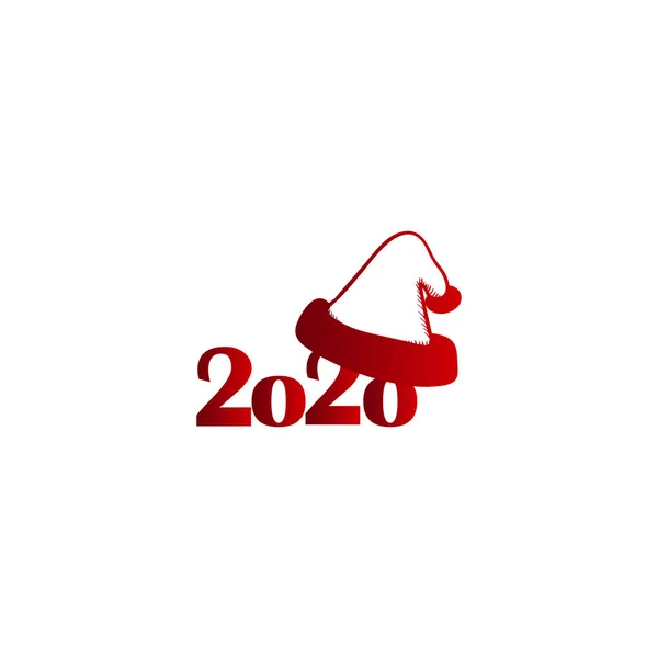 Şık Vektör Simgesi Tasarım Yeni Yıl 2020 Noel Baba Şapkası — Stok Vektör