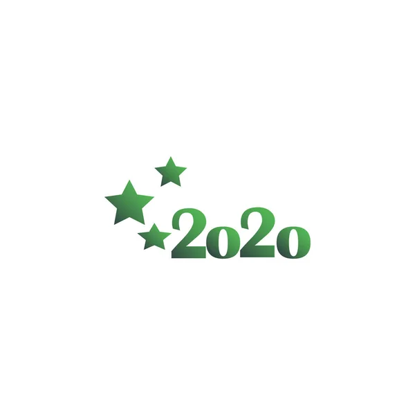 Stylish Green Gradient Design 2020 Number Icon Stars Happy New — Stock Vector