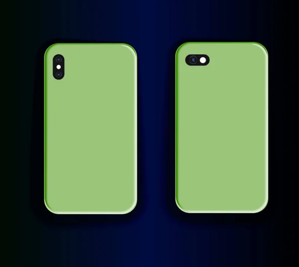 Elegante diseño de impresión verde para estuches de teléfonos inteligentes. Funda para teléfono inteligente simulada — Vector de stock