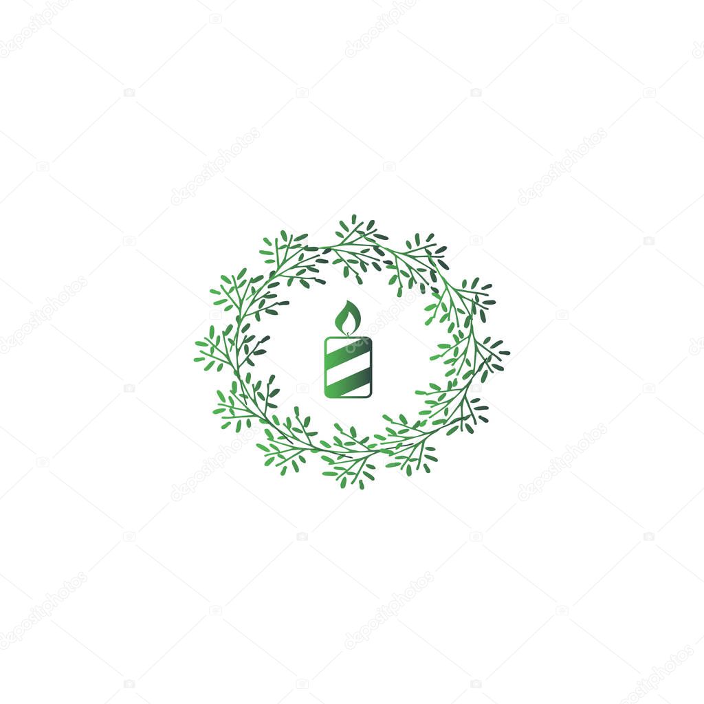 Highlights icon for instagram and other social media. Stylish wreath with christmas candle