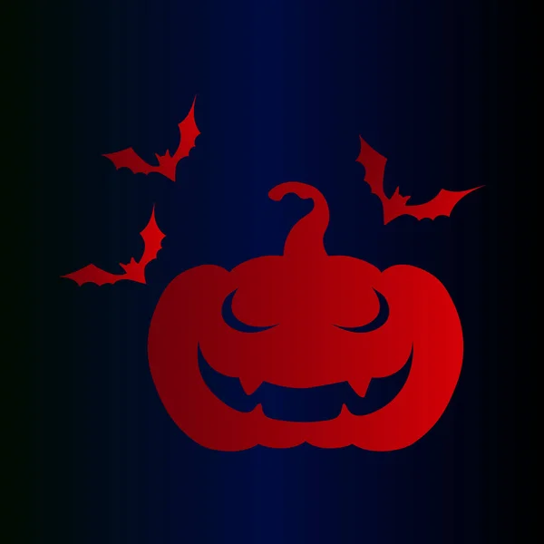 Icono Vector Creativo Gato Calabaza Roja Murciélagos Fiesta Halloween Miedo — Vector de stock