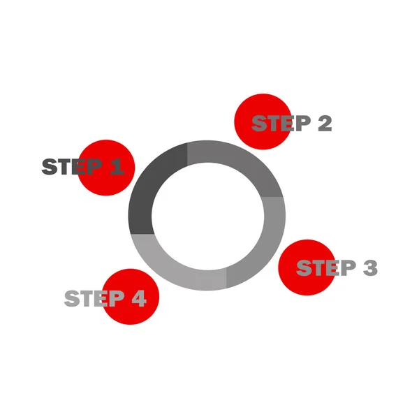 Γκρι Διανυσματικό Στρογγυλό Διάγραμμα Infographic Βήματα Επίπεδη Σχεδίαση Τέσσερα Μέρη — Διανυσματικό Αρχείο