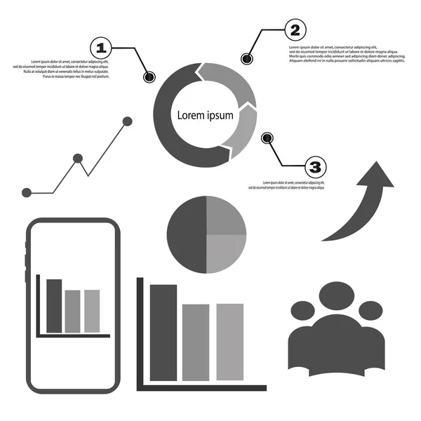 Verzameling Van Infografische Elementen Zakelijke Pictogrammen Voor Presentatie Statistiek Analyse — Stockvector