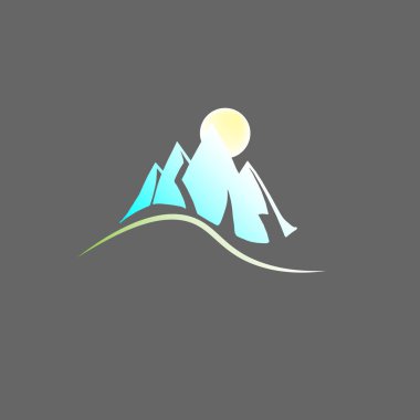 Stylish color gradient logo of the mountain. Company branding, vector template clipart