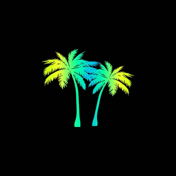 Şık Vektör Illüstrasyonu Neon Eğimli Palmiye Ağacı Egzotik Palmiye Ağacı — Stok Vektör