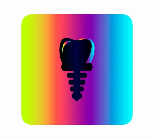 Zahn Implantat Neon Vektor Symbol Isoliert Zahnheilkunde Zahn Und Mundgesundheit — Stockvektor