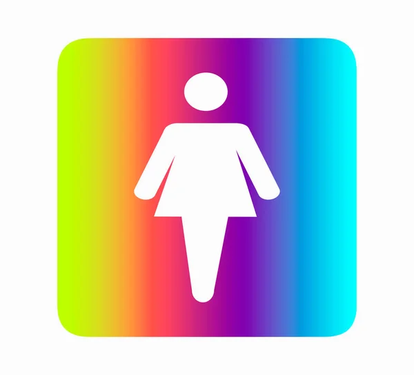 Icona Della Toilette Femminile Neon Arcobaleno Disegno Piatto Vettoriale Illustrazione — Vettoriale Stock