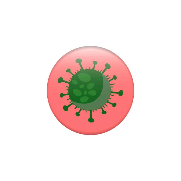 コロナウイルスベクターのアイコンを赤ボタンで分離 コロナウイルスを止めて コロナウイルスの発生 コロナウイルスの危険性と公衆衛生上のリスク疾患やインフルエンザの発生 危険な細胞と流行の医療の概念 — ストックベクタ
