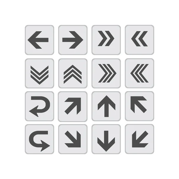 Large Vector Set Directional Arrows Isolated Background — Stock Vector