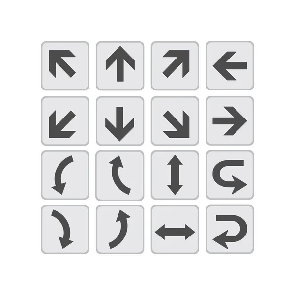 Large Vector Set Directional Arrows White Background Left Right Arrows — Stock Vector