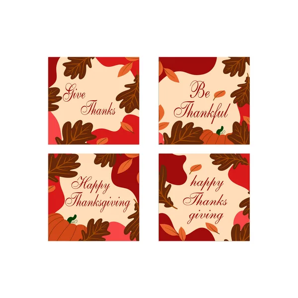 Thanksgiving Design Elements Poster Greeting Card Holiday Traditional Symbols Thanksgiving — Stock Vector