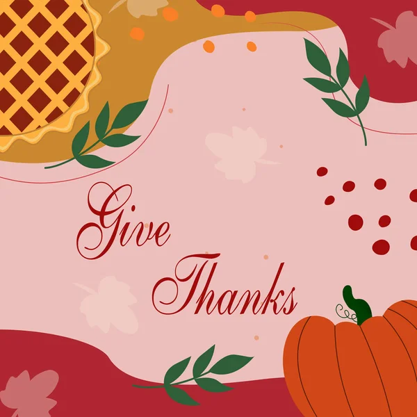 Thanksgiving holiday banner. Autumn tree leaves, vector illustration. Instagram post with Happy Thanksgiving. Flat vector illustration