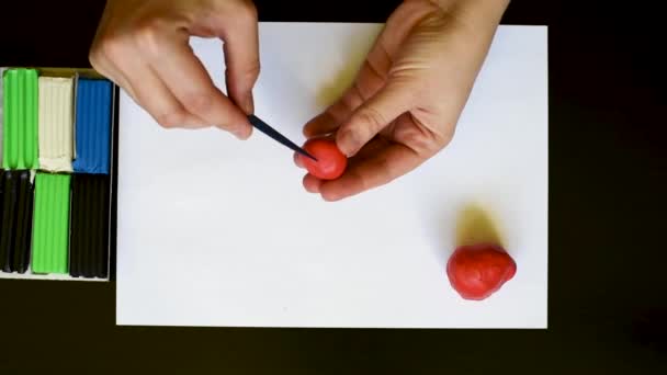 Modélisation Formes Partir Argile Colorée Fabrication Pièces Boules Crêpes Autres — Video