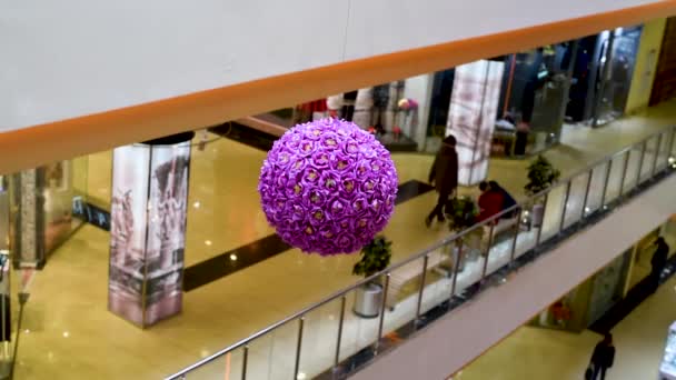 Ball Artificial Pink Lilac Flowers Beauty Design Decor Swings Fixed — Stock Video