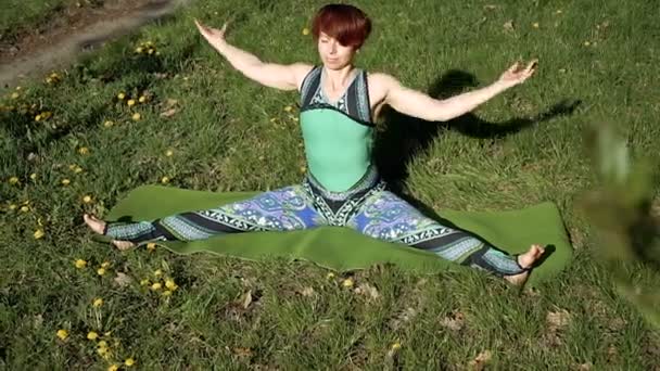 Yoga Menina Parque Está Praticando Ioga — Vídeo de Stock