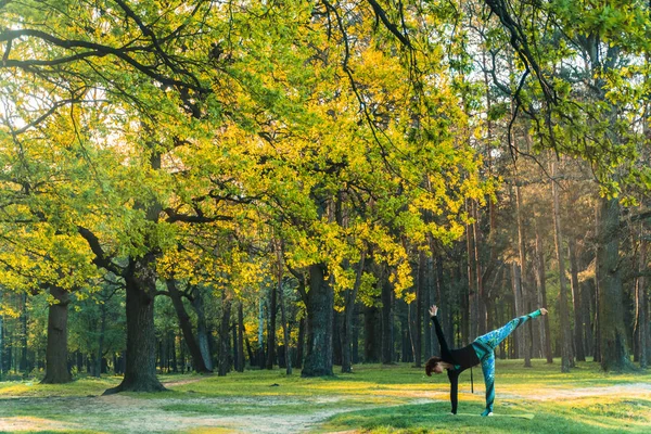 Yoga Girl Park Practicing Yoga — Stock Photo, Image