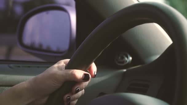 Fille Conduisant Une Voiture — Video