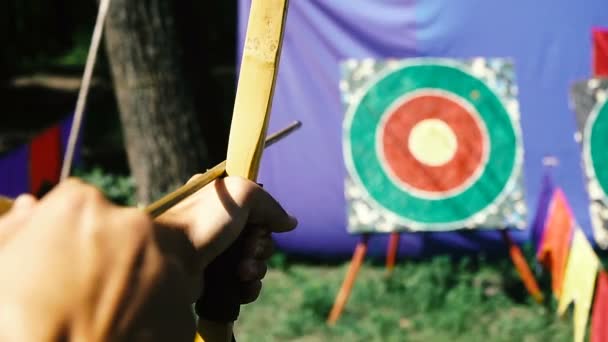 Archery Shooting Target Which Shoot Bow — Stock Video