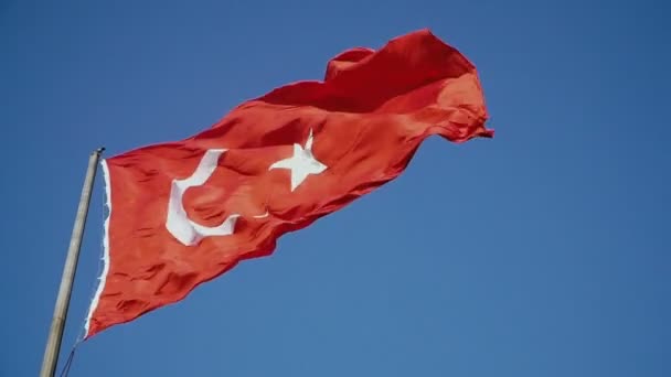 Flaga Turcji Flaga Turcji Łopocze Wietrze — Wideo stockowe