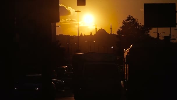 Stad Bij Zonsondergang Stad Istanbul — Stockvideo