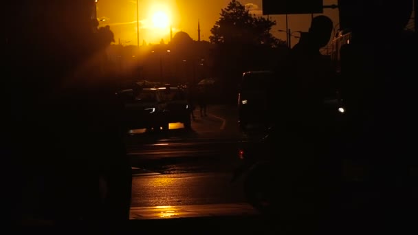 Staden Vid Solnedgången Staden Istanbul — Stockvideo